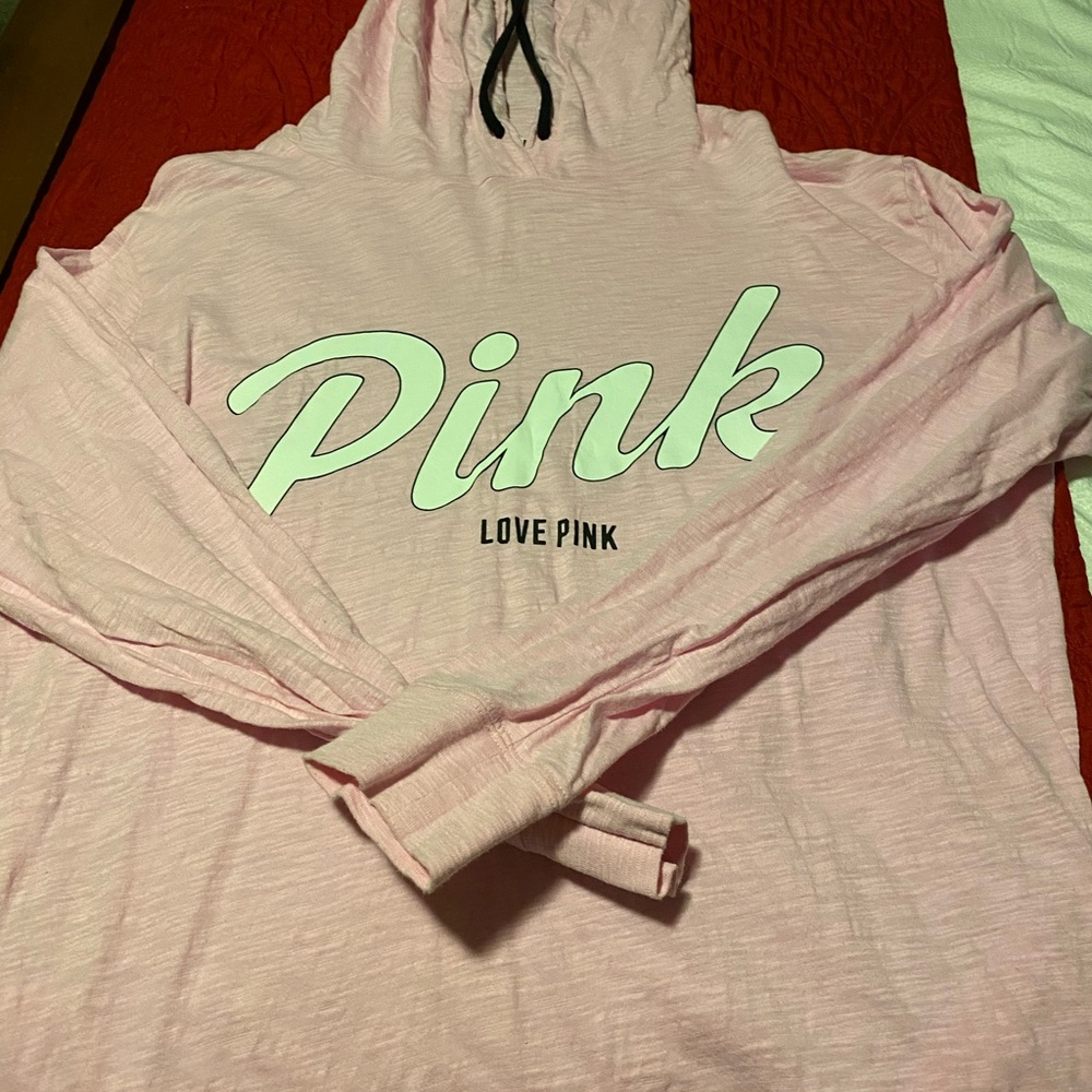 Lightweight hooded shirt PINK BRAND. Pink hoodie.